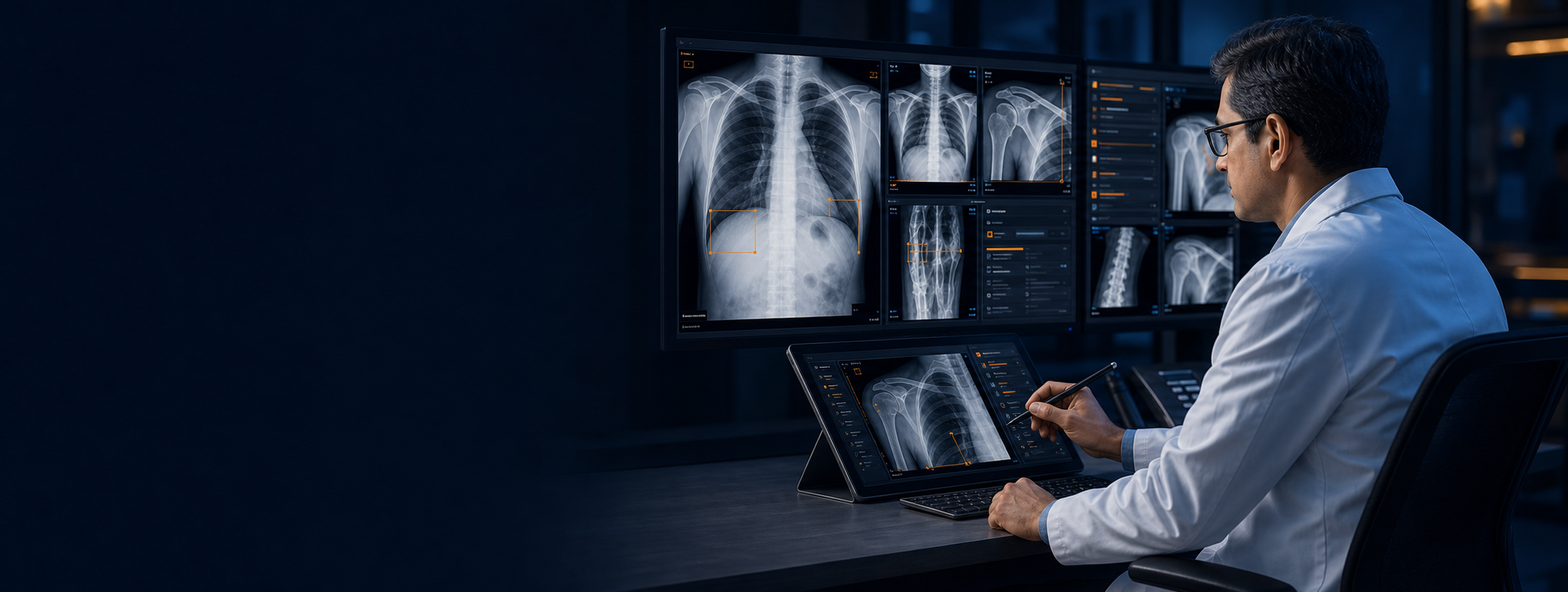 Specialist using AI-assisted tools for X-Ray Reporting